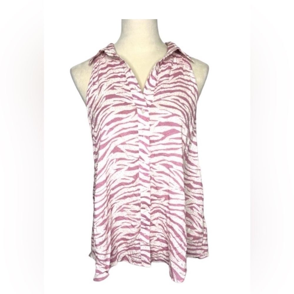 FREE PEOPLE Zebra Stripe Button Down Tank Pink White Blouse Size Medium
NWT - Picture 1 of 9